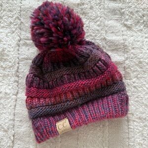 C.C Kids Vibrant Knit Beanie with Pom-Pom